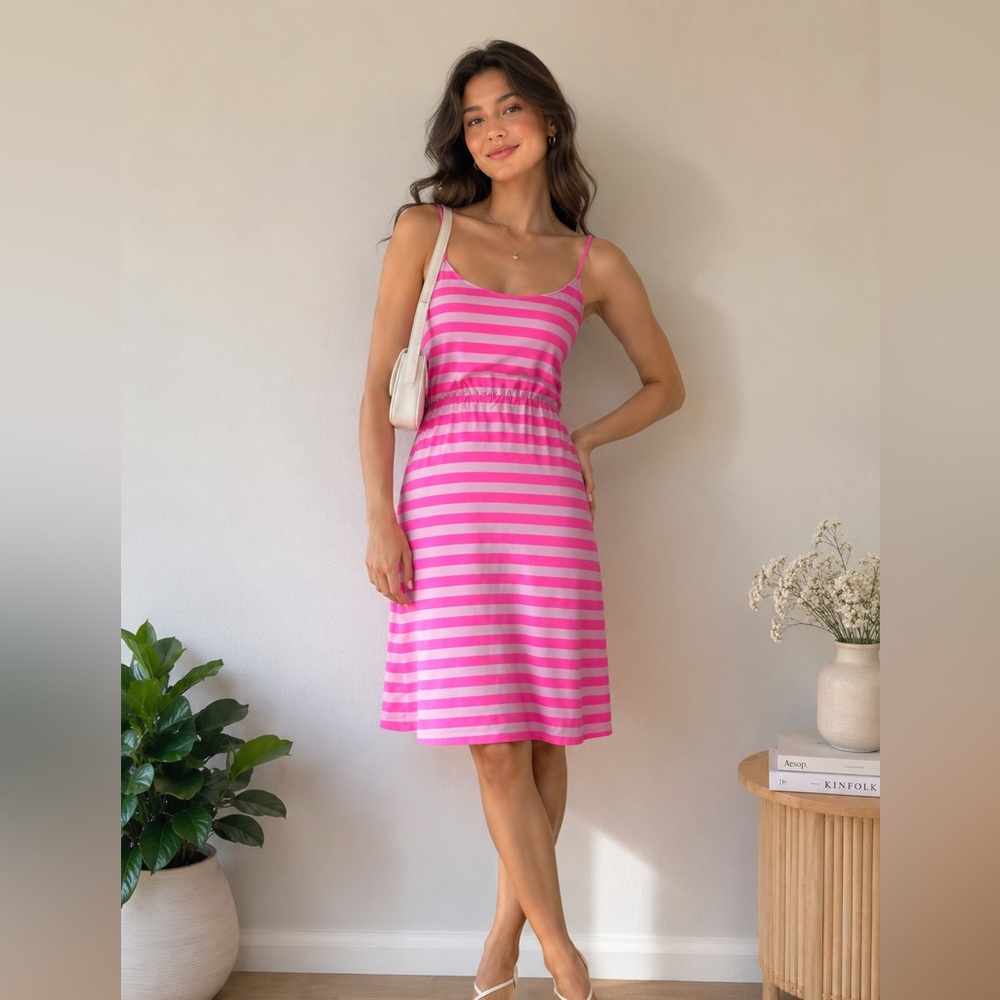 J. Crew Pink Stripe  Blouson Dress